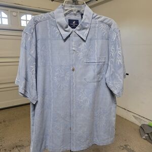 Caribbean Joe Light Blue Hawaiian Button-Up Shirt